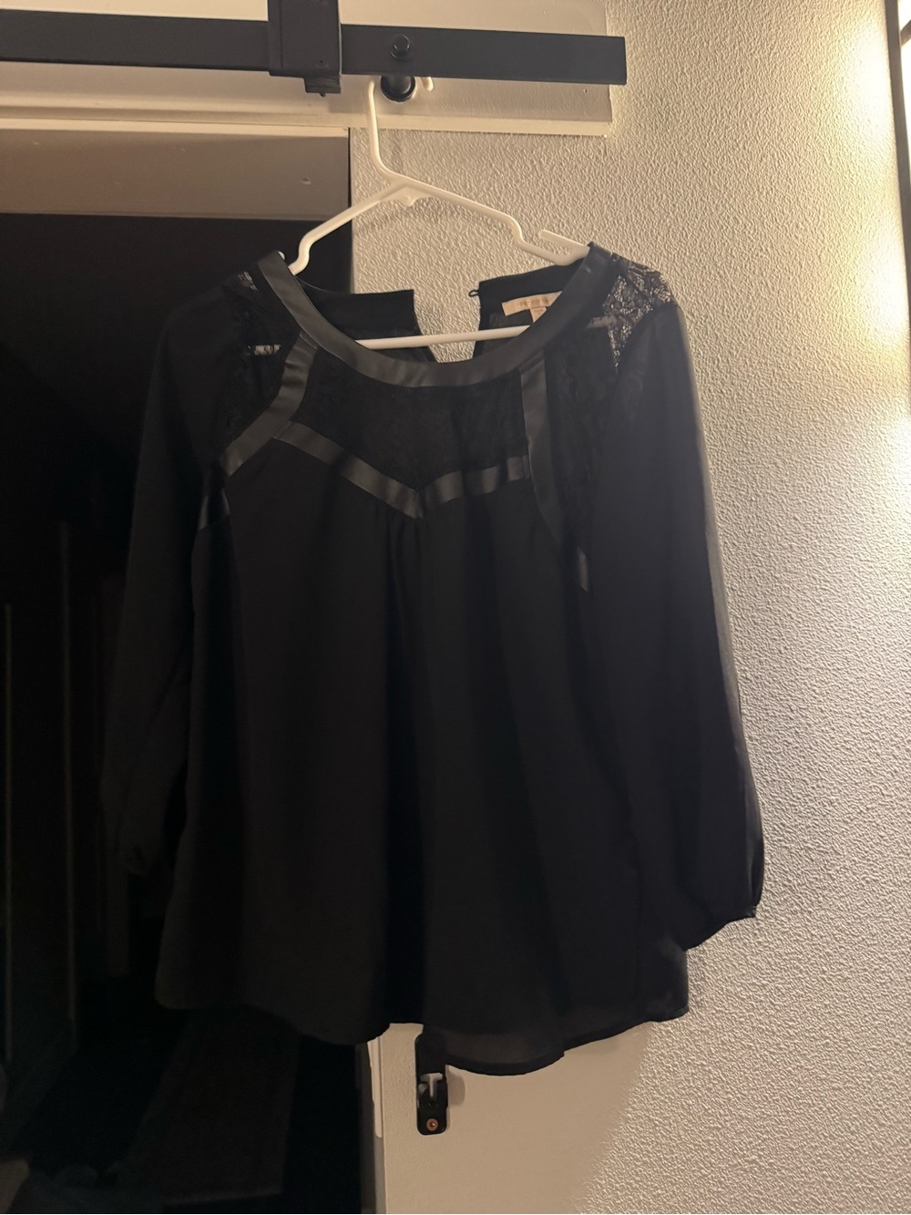 Black Lace Yoke Women’s Blouse - Skies are Blue